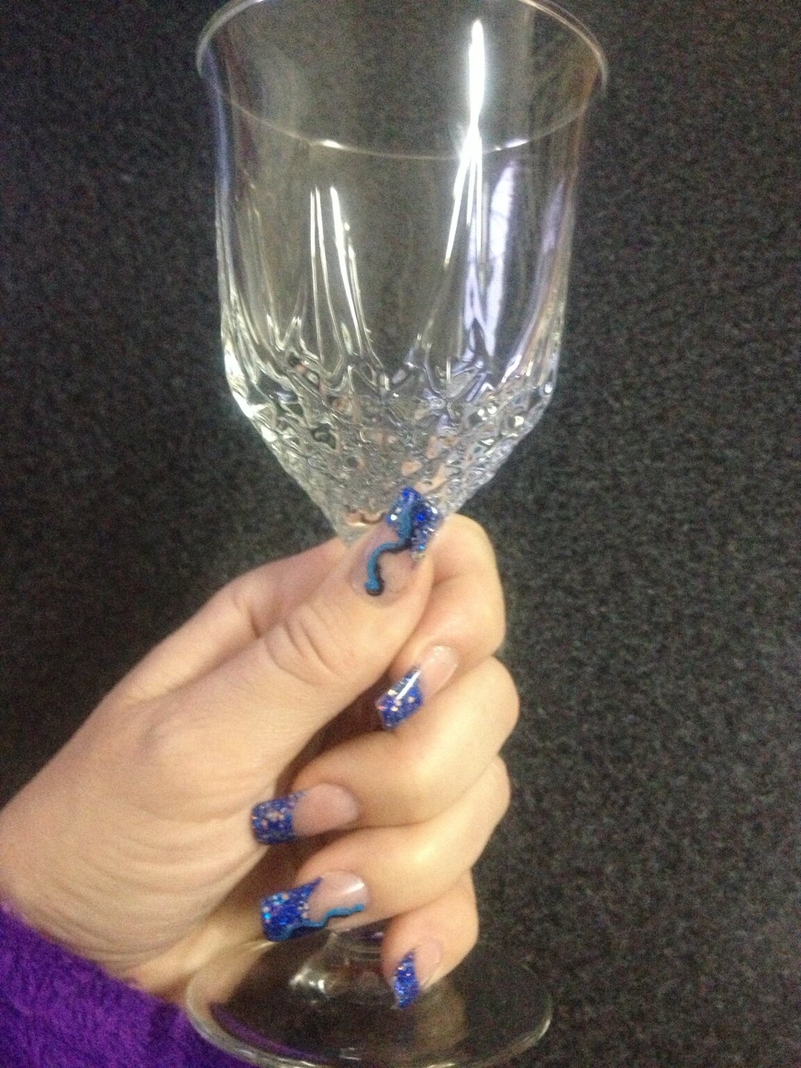 Blue crystal nail art by Beauty On The Move