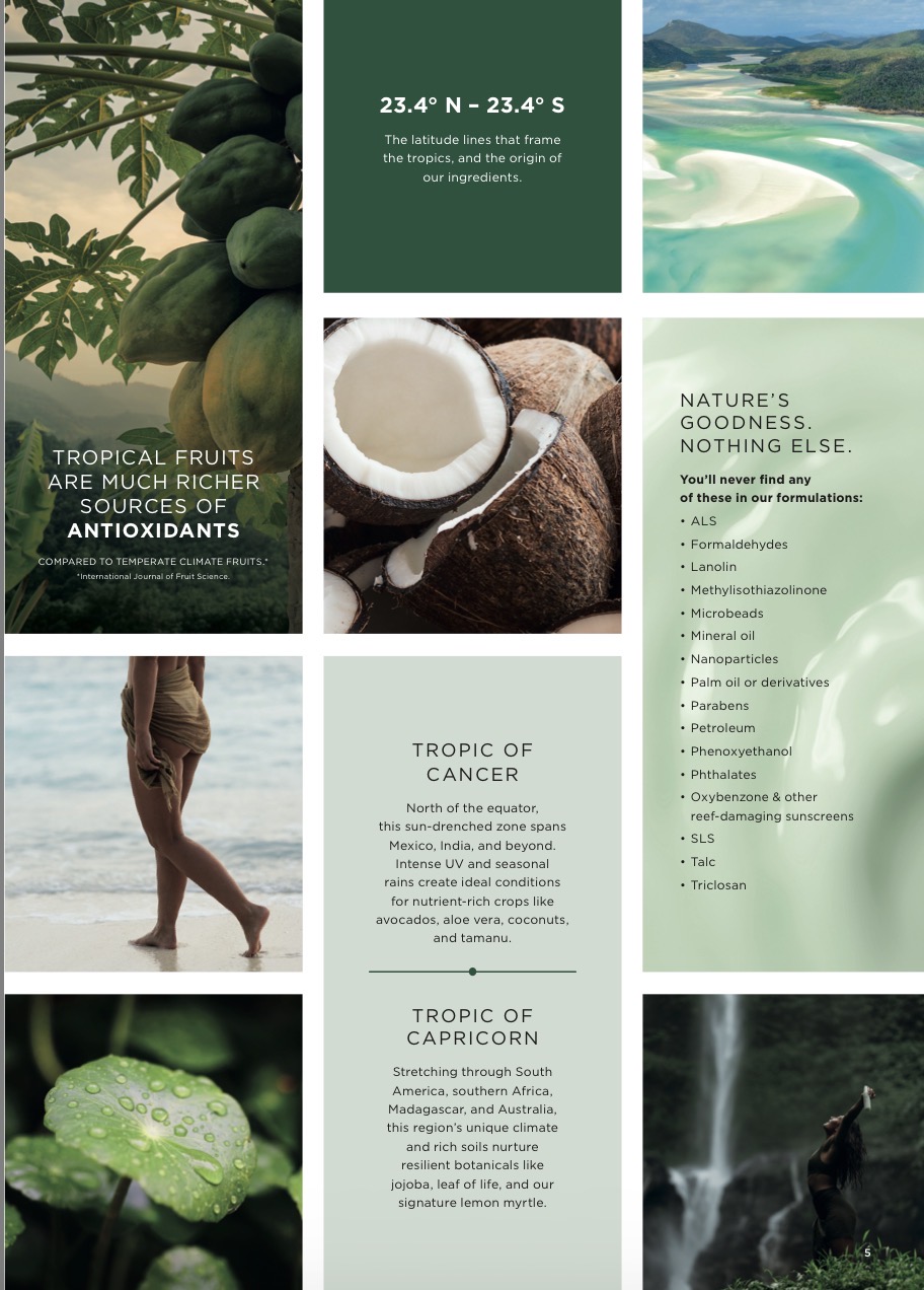Tropic ingredients and nature information